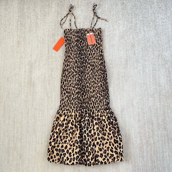 Simon Miller Dresses & Skirts - NWT Simon Miller Canto Smocked Poplin Bubble Hem Midi Dress in Cheetah XS